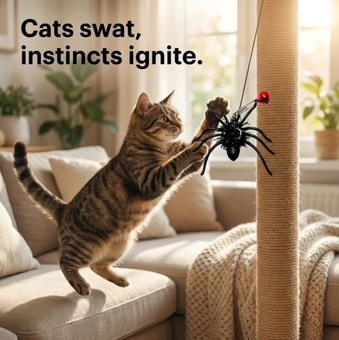 Feather Cat Toy Attachments - 2 Pcs Handmade Simulation Insects Natural Spiders - Cat Toy Wand Refills - Mini Insects Cat Lures Wand Attachment Replacement for Kitty Kitten Indoor in Saudi Arabia