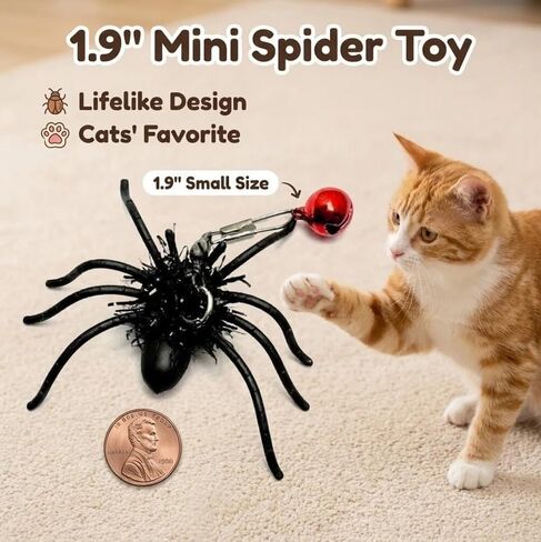 Feather Cat Toy Attachments - 2 Pcs Handmade Simulation Insects Natural Spiders - Cat Toy Wand Refills - Mini Insects Cat Lures Wand Attachment Replacement for Kitty Kitten Indoor in Saudi Arabia