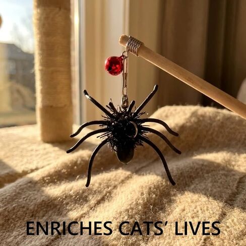 Feather Cat Toy Attachments - 2 Pcs Handmade Simulation Insects Natural Spiders - Cat Toy Wand Refills - Mini Insects Cat Lures Wand Attachment Replacement for Kitty Kitten Indoor in Saudi Arabia
