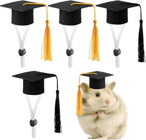 Mini Graduation Caps with Tassel,4pcs Small Animal Bachelor Hats for Small Cat Dog Guinea Pigs Hedgehog Hamster Graduation Party Photo Props in Kuwait