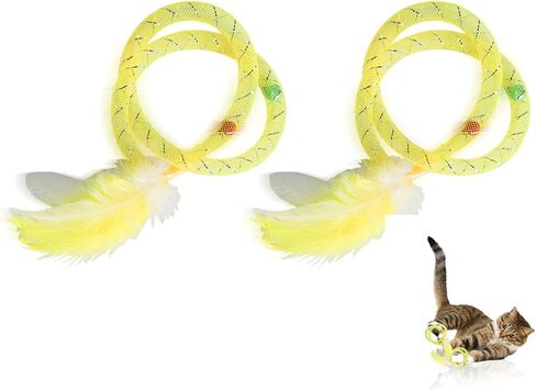 Andiker 2 PCS Cat Tube Toys, Lightweight Cat Spring Toy with Feather and Bells, Interactive Kitten Chew Toy for Chewing, Batting, Teething, Hunting Play in Kuwait