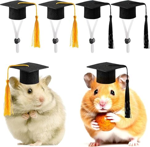 Mini Graduation Caps with Tassel,4pcs Small Animal Bachelor Hats for Small Cat Dog Guinea Pigs Hedgehog Hamster Graduation Party Photo Props in Kuwait