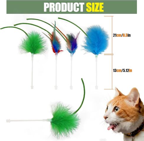 6 Pcs Cat Feather Toys Replacement Compatible with P43, 3 Colors Cat Toy Wand Refills, Cat Toy Feathers Refill, Interactive Cat Teaser Wand Attachments, Only Accessories in Kuwait