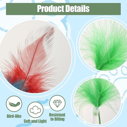 6 Pcs Cat Feather Toys Replacement Compatible with P43, 3 Colors Cat Toy Wand Refills, Cat Toy Feathers Refill, Interactive Cat Teaser Wand Attachments, Only Accessories in Kuwait