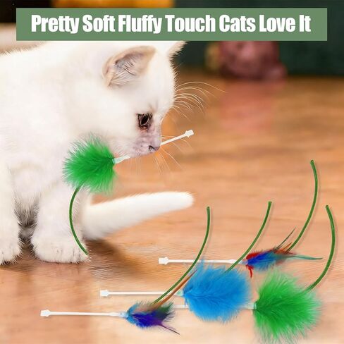 6 Pcs Cat Feather Toys Replacement Compatible with P43, 3 Colors Cat Toy Wand Refills, Cat Toy Feathers Refill, Interactive Cat Teaser Wand Attachments, Only Accessories in Kuwait