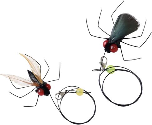 Feather Cat Toy Attachments - 2 Pcs Handmade Simulation Insects Natural Spiders - Cat Toy Wand Refills - Mini Insects Cat Lures Wand Attachment Replacement for Kitty Kitten Indoor in Kuwait