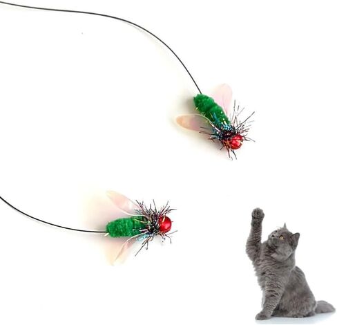 Feather Cat Toy Attachments - 2 Pcs Handmade Simulation Insects Natural Spiders - Cat Toy Wand Refills - Mini Insects Cat Lures Wand Attachment Replacement for Kitty Kitten Indoor in Saudi Arabia