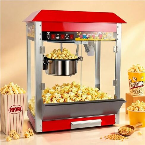 1500W Popcorn Machine with 12 Oz Kettle Makes Up to 50 Cups, Commercial Countertop Popcorn Machine Maker, 3 Switch Control for Quick 3-5 Minute Cinema Popcorn Making, Stainless Steel in Kuwait