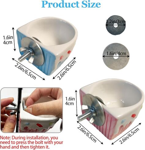2 PCS Ceramic Hamster Food Bowl Hamster Food Water Dish Feeder Cage Accessories for Mice Rats Hedgehog Gerbil in Kuwait
