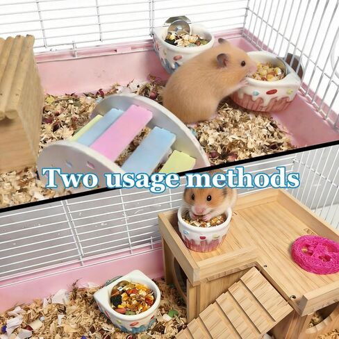 2 PCS Ceramic Hamster Food Bowl Hamster Food Water Dish Feeder Cage Accessories for Mice Rats Hedgehog Gerbil in Kuwait