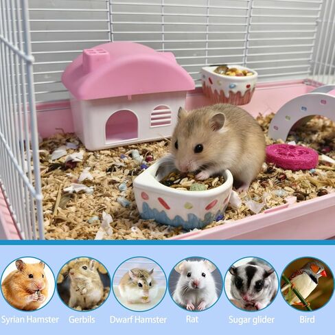 2 PCS Ceramic Hamster Food Bowl Hamster Food Water Dish Feeder Cage Accessories for Mice Rats Hedgehog Gerbil in Kuwait