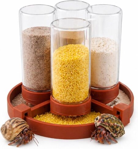 Hermit Crab Gravity Feeder with 4 Glass Bottles & 4 Food Trays, Automatic Hermit Crab Feeding Station, Food Dish Set for Crabitat Gecko Snail Reptile (Black) in Kuwait