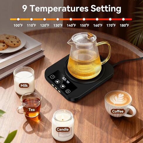 Coffee Mug Warmer & Mug Set for Desk, Electric Coffee Cup Warmer with 16oz Heated Mug, Temperature Control Smart Coffee Heater with Auto Shut Off & 9 Temp Settings, Gifts for Men Women, Black in Kuwait