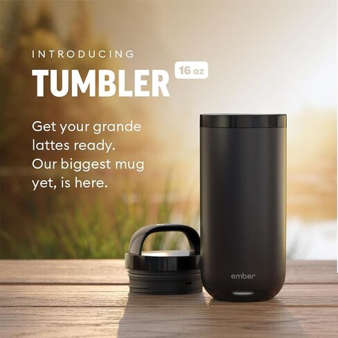 Ember Smart Tumbler - كوب قهوة ساخن يتم التحكم فيه عن طريق التطبيق، كوب من الفولاذ المقاوم للصدأ، أسود 16 أونصة، بطارية تدوم 3 ساعات in Kuwait