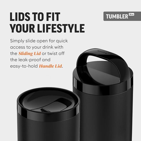 Ember Smart Tumbler - كوب قهوة ساخن يتم التحكم فيه عن طريق التطبيق، كوب من الفولاذ المقاوم للصدأ، أسود 16 أونصة، بطارية تدوم 3 ساعات in Kuwait