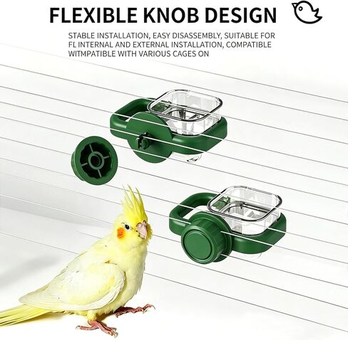 Bird cage Feeder,Bird cage Food Bowls,Parrot Feeder,Bird Feeding,Dish Water Cups,Stand Hanging Parakeet Food Container,Bird Food Bowl for cage,Food and Water Bowls,for Birds or Budgie Parrot in Kuwait