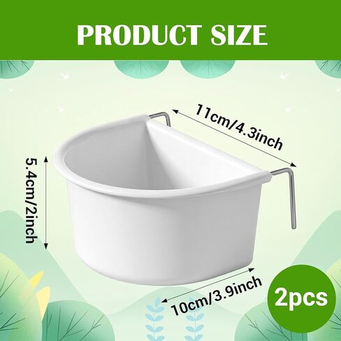 2 Pack Bird Feeder Hanging Cups Plastic Bird Food Bowls Universal Cage Accessories Water Food Dispenser for Parrots Small Birds Parakeets Birds Feeder in Kuwait
