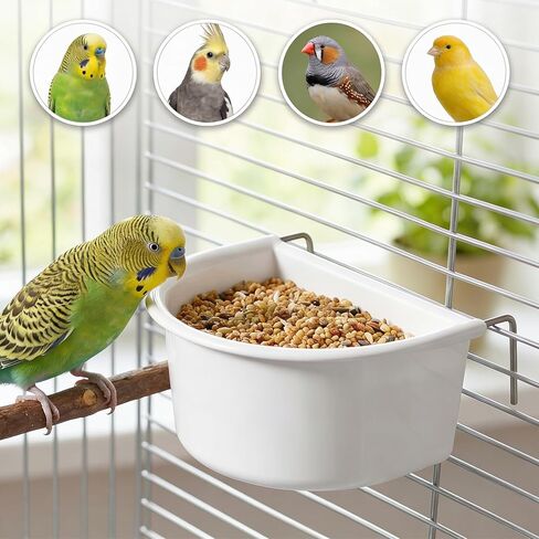 2 Pack Bird Feeder Hanging Cups Plastic Bird Food Bowls Universal Cage Accessories Water Food Dispenser for Parrots Small Birds Parakeets Birds Feeder in Kuwait
