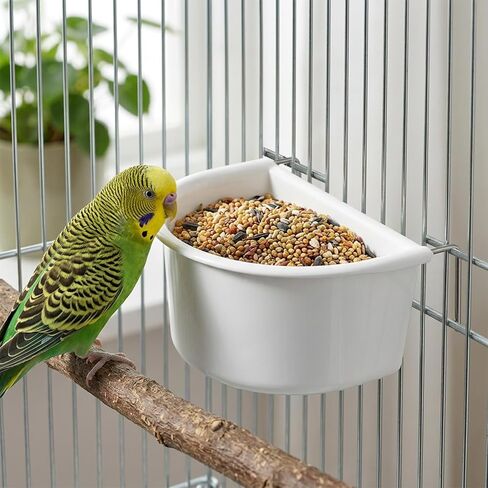 2 Pack Bird Feeder Hanging Cups Plastic Bird Food Bowls Universal Cage Accessories Water Food Dispenser for Parrots Small Birds Parakeets Birds Feeder in Kuwait