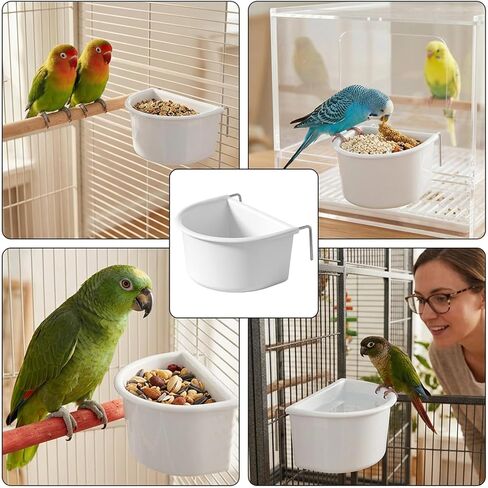 2 Pack Bird Feeder Hanging Cups Plastic Bird Food Bowls Universal Cage Accessories Water Food Dispenser for Parrots Small Birds Parakeets Birds Feeder in Kuwait