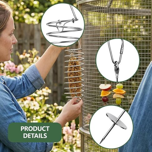 3-Piece 9inch Feeding Set with Stainless Steel Forks, Cuttlebone Compatible Design, Millet Holder for Bird Cage,Easy to Hang Feeder for Small Birds, Durable Stainless Steel Construction in Kuwait