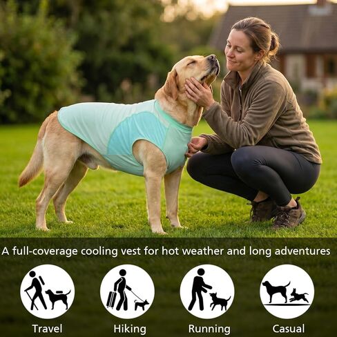 سترة تبريد للكلاب بعامل حماية من أشعة الشمس 50+، قميص للكلاب للحماية من الشمس - سترة خفيفة الوزن بدون أكمام للكلاب المتوسطة، تي شيرت للحيوانات الأليفة سريع الجفاف، ملابس للكلاب قابلة للتنفس واقية من الأشعة فوق البنفسجية U-BX02M in Kuwait