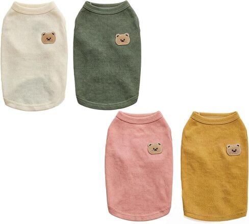 Dog Shirts 4 Pack Pet Apparel Lightweight Soft Breathable Cotton, Stretchy Sleeveless Summer Clothes for Small Medium Breeds Shih Tzu, Indoor Outdoor Use in Kuwait