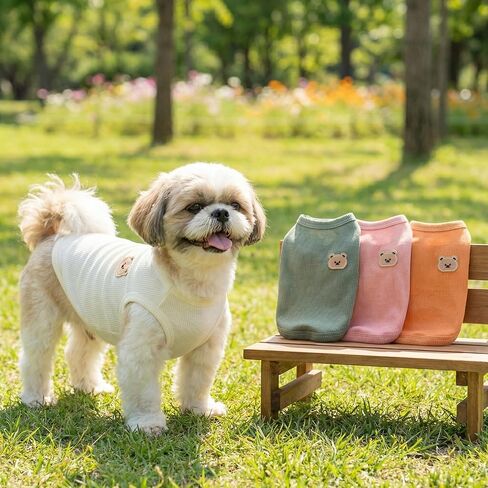 Dog Shirts 4 Pack Pet Apparel Lightweight Soft Breathable Cotton, Stretchy Sleeveless Summer Clothes for Small Medium Breeds Shih Tzu, Indoor Outdoor Use in Kuwait