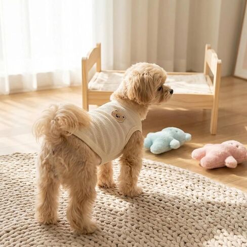 Dog Shirts 4 Pack Pet Apparel Lightweight Soft Breathable Cotton, Stretchy Sleeveless Summer Clothes for Small Medium Breeds Shih Tzu, Indoor Outdoor Use in Kuwait