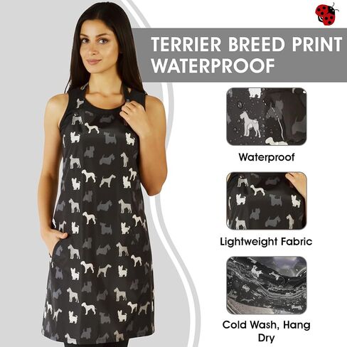 Ladybird Line 613 Unisex Terrier Print Waterproof Apron, Hair Bleach Resistant, Adjustable Neck Band, Breathable Mesh Lining in Kuwait