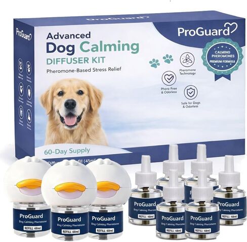 ProGuard® Calming Diffuser for Dog, Dog Pheromones Calming Diffuser Plug for Stress, Barking, Chewing, Pee Accidents & Separation Behaviors (3 Diffusers + 6 Refills) in Kuwait