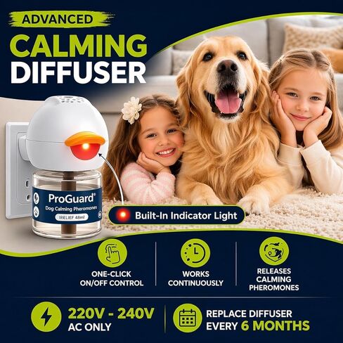 ProGuard® Calming Diffuser for Dog, Dog Pheromones Calming Diffuser Plug for Stress, Barking, Chewing, Pee Accidents & Separation Behaviors (3 Diffusers + 6 Refills) in Kuwait