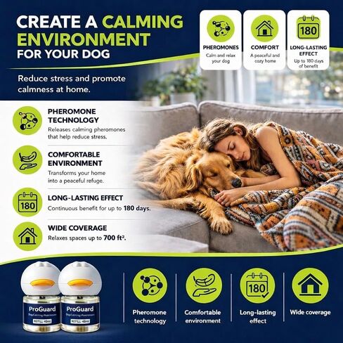 ProGuard® Calming Diffuser for Dog, Dog Pheromones Calming Diffuser Plug for Stress, Barking, Chewing, Pee Accidents & Separation Behaviors (3 Diffusers + 6 Refills) in Kuwait