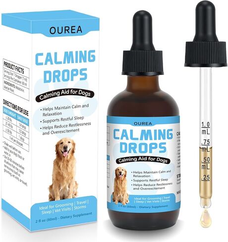 Calming Drops for Dogs with Melatonin – Helps Support Relaxation During Nail Trimming, Grooming, Travel, Vet Visits, Thunder & Fireworks – Natural Soothing Liquid Supplement in Kuwait
