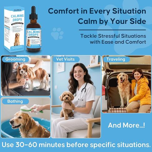 Calming Drops for Dogs with Melatonin – Helps Support Relaxation During Nail Trimming, Grooming, Travel, Vet Visits, Thunder & Fireworks – Natural Soothing Liquid Supplement in Kuwait