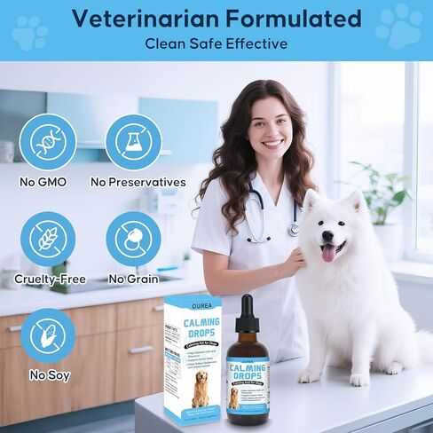 Calming Drops for Dogs with Melatonin – Helps Support Relaxation During Nail Trimming, Grooming, Travel, Vet Visits, Thunder & Fireworks – Natural Soothing Liquid Supplement in Kuwait