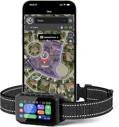 GPS Wireless Dog Fence with Collar & Free App – Custom GPS Boundary, Beep/Vibration/Static Training Modes, IP67 Waterproof, Long Battery Life – Black in Kuwait