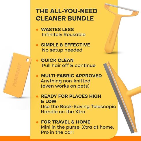 Bundle - Including Xtra, Pro & Mini - Dog Hair Remover and Carpet Scraper Models - Perfect for Couch, Clothes & Rugs - Gets Every Hair! - Value Brand by Uproot Cleaner Pro Pet Hair Remover in Kuwait