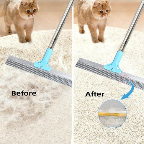 [Pet Days 2026] مشط إزالة شعر الحيوانات الأليفة من Lazyfeel - عمود قابل للتعديل مقاس 18-54 بوصة، فرشاة مطاطية مزدوجة الجوانب للسجاد والأثاث والسلالم والسيارة، تتضمن وسادات قابلة للغسل وفرشاة محمولة وخطاف حائط in Kuwait