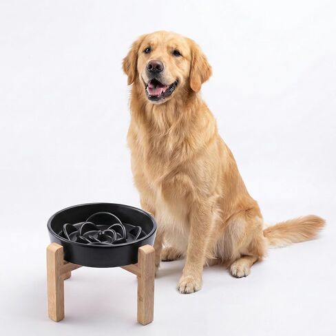 Petygooing Elevated Slow Feeder Ceramic Dog Bowls 8.26in, Slow Feeder Elevated Bowl for Small&Medium, Ceramic Slow Feeder Heavy Weighted Non-Toxic Non-Slip Puzzle Maze(Pink, 8.26in) in Kuwait
