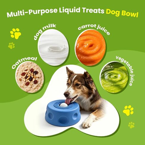Slow Feeder Dog Bowls, Dog Lick Bowl with Rolling Ball, Puzzle Feeder for Liquid Treats Bone Broth Yogurt, Food-Grade Slow Eating Toy for Anxiety Relief, Lick Pad for Medium Small Dogs Cats (Blue) in Kuwait
