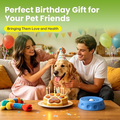Slow Feeder Dog Bowls, Dog Lick Bowl with Rolling Ball, Puzzle Feeder for Liquid Treats Bone Broth Yogurt, Food-Grade Slow Eating Toy for Anxiety Relief, Lick Pad for Medium Small Dogs Cats (Blue) in Kuwait