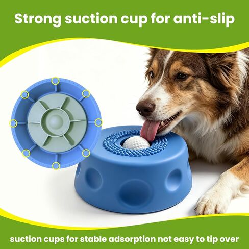 Slow Feeder Dog Bowls, Dog Lick Bowl with Rolling Ball, Puzzle Feeder for Liquid Treats Bone Broth Yogurt, Food-Grade Slow Eating Toy for Anxiety Relief, Lick Pad for Medium Small Dogs Cats (Blue) in Kuwait