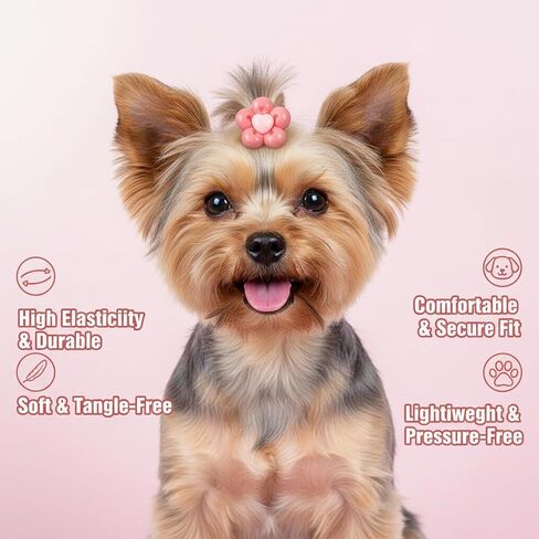 30 Pcs Small Dog Hair Bows with Rubber Bands, Pink Handmade Topknot Grooming Accessories, Cute Puppy Hair Ties for Girl Yorkie, Shih Tzu, Maltese in Kuwait