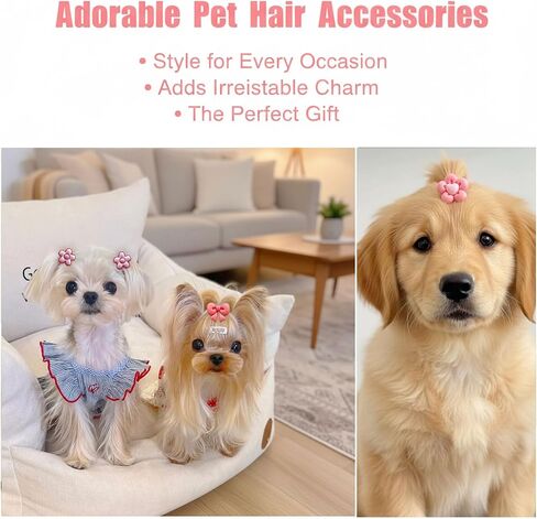 30 Pcs Small Dog Hair Bows with Rubber Bands, Pink Handmade Topknot Grooming Accessories, Cute Puppy Hair Ties for Girl Yorkie, Shih Tzu, Maltese in Kuwait