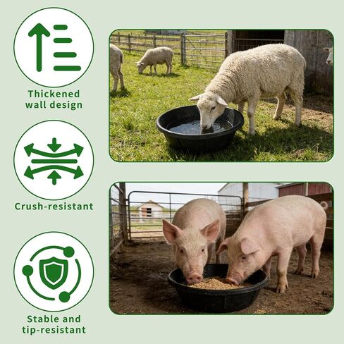 4 Pcs Rubber Feed Pan 2 Gallon and 1 Gallon Horse Feed Bucket Utility Feed Bucket Rubber Bowl Chicken Dust Bath Livestock Water Bowl for Pig Goat Chicken Dogs Farm Small Animal in Kuwait