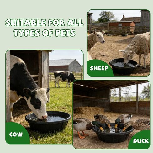 4 Pcs Rubber Feed Pan 2 Gallon and 1 Gallon Horse Feed Bucket Utility Feed Bucket Rubber Bowl Chicken Dust Bath Livestock Water Bowl for Pig Goat Chicken Dogs Farm Small Animal in Kuwait