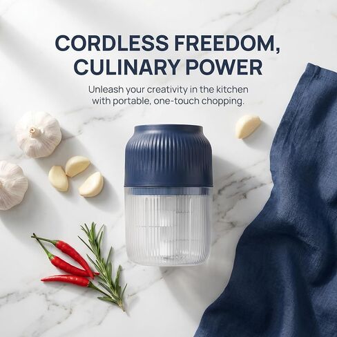 Cordless Electric Chopper | One-Touch Mini Garlic Mincer | USB Rechargeable 10-Second Quick Chop | Detachable Portable Food Processor | Small Kitchen Gadget Gift in Kuwait