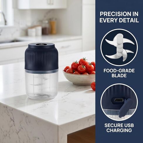 Cordless Electric Chopper | One-Touch Mini Garlic Mincer | USB Rechargeable 10-Second Quick Chop | Detachable Portable Food Processor | Small Kitchen Gadget Gift in Kuwait
