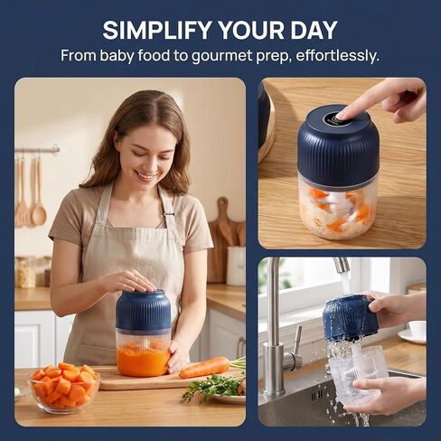 Cordless Electric Chopper | One-Touch Mini Garlic Mincer | USB Rechargeable 10-Second Quick Chop | Detachable Portable Food Processor | Small Kitchen Gadget Gift in Kuwait
